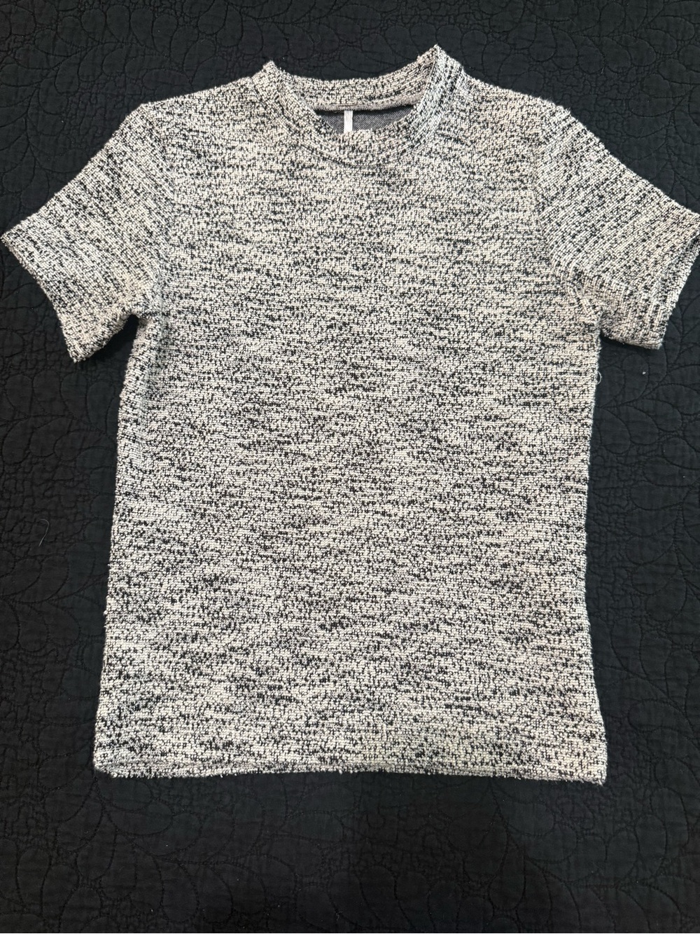 Free People Marled Short Sleeve Knit Top - Black & White